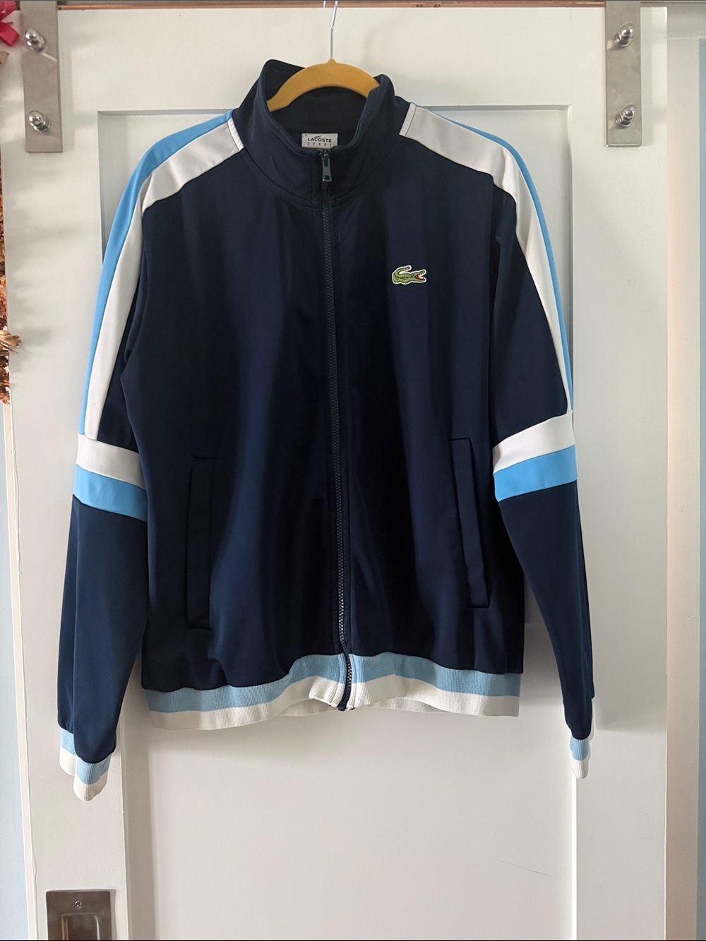 Lacoste Navy Track Jacket with Light Blue & White Accents